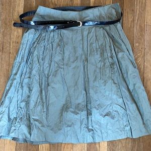 H&M - Olive Gray Belted A-Line Skirt - Size 8